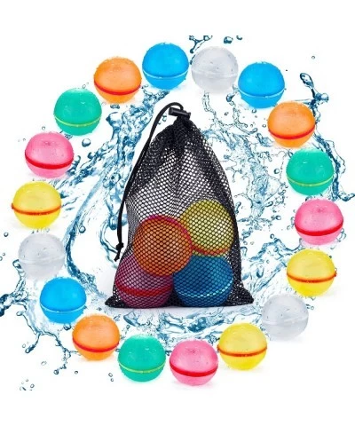 SOPPYCID Reusable Water Balloons with Mesh Bag Latex-Free Silicone Quick Self-Sealing Water Bomb Splash Easy Quick Fun for Ki...