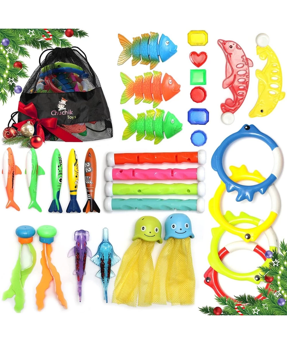 Diving Toys 30 Pack Swimming Pool Toys for Kids Includes 4 Diving Sticks 4 Diving Rings 6 Pirate Treasures 3 Toypedo Bandits ...