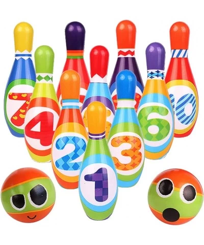 Kids Bowling Set - with 10 Bowling Pins & 2 Balls - Educational Early Development Indoor & Outdoor Games Set - for Toddlers &...