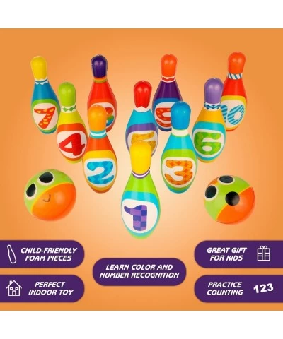 Kids Bowling Set - with 10 Bowling Pins & 2 Balls - Educational Early Development Indoor & Outdoor Games Set - for Toddlers &...