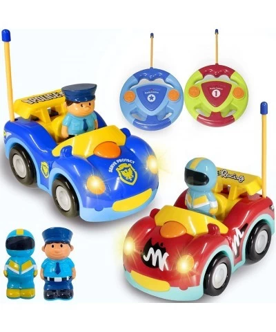 Remote Control Cartoon Police Car and Race Car RC Radio Control Toys for Toddlers and Kids Pack of 2 Cars in Different Freque...