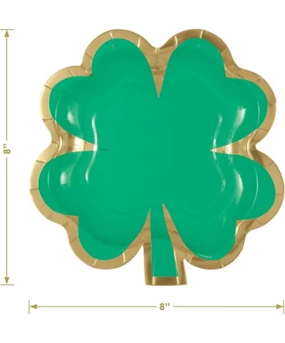 St. Patrick's Day Party Charming Green & Gold Shamrock-Shaped 8 Inch Paper Plates and Irish-ish Beverage Napkins (Serves 16) ...