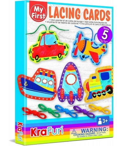 Preschool Beginner First Lacing Card Kit for Kids Training Arts & Crafts 5 Easy Transport and Cars Lacing Projects Instructio...