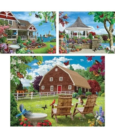 - Value Set of Three (3) 500 Piece Jigsaw Puzzles for Adults - Puzzles Measure 18" x 24" - 500 pc Vibrant Veranda Countryside...