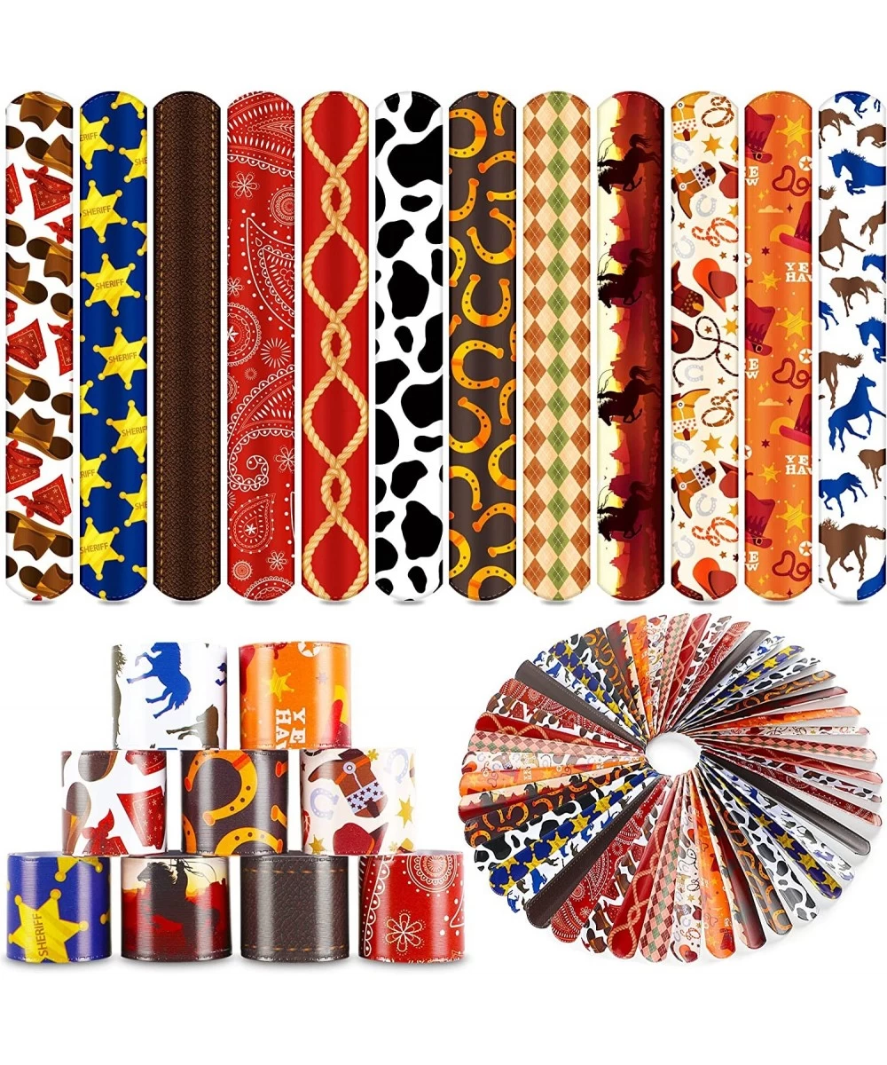 48PCS Cowboy Party Favors Slap Bracelets Rodeo Competition Themed GIfts Kids Classroom Exchange Items Gift Box Filler Baby Sh...