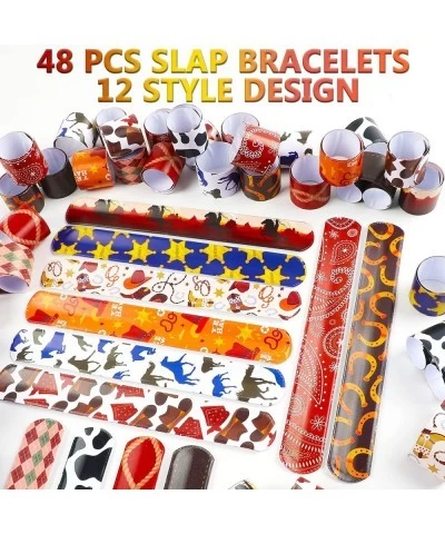 48PCS Cowboy Party Favors Slap Bracelets Rodeo Competition Themed GIfts Kids Classroom Exchange Items Gift Box Filler Baby Sh...