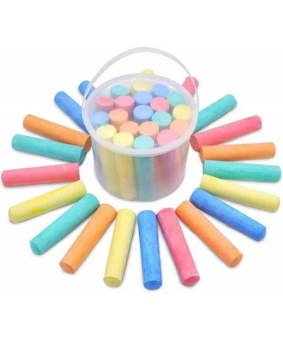 60 Pcs Chalks Set with Rounded Case Jumbo Washable Outdoor Bulk Chalk Non-Toxic Sidewalk Chalks Set for Art Play and Outdoor ...