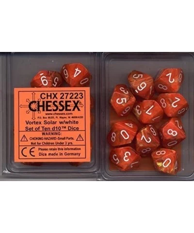 Dice Sets: Vortex Solar Orange Marble with White - Ten Sided Die d10 Set (10) $27.09 Game Accessories