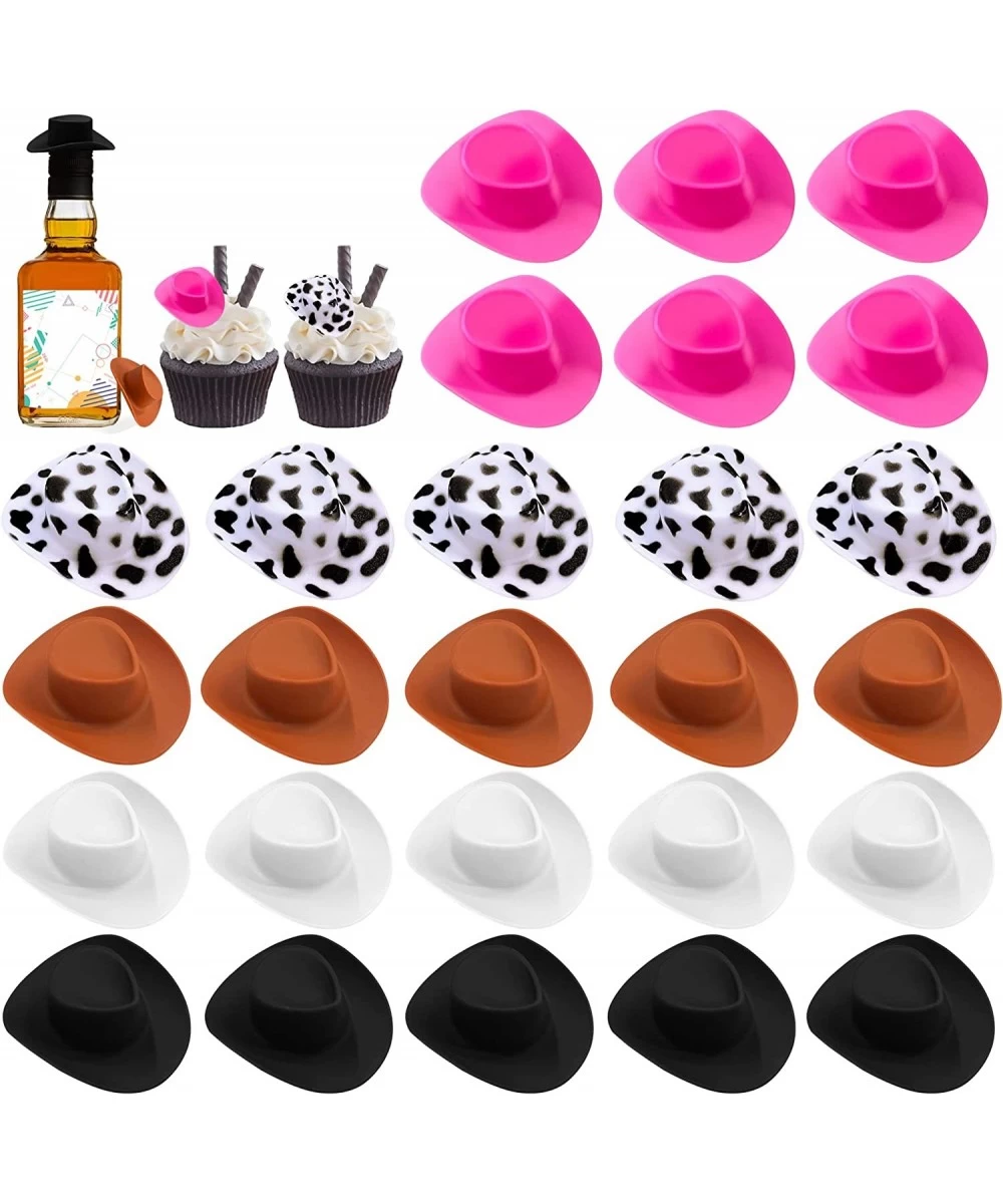 30PCS Plastic Mini Western Cowboy Cowgirl Hat Cute Miniature Hat for Party Accessories Toy Doll Dress Up Play House Games (mu...