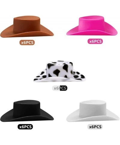 30PCS Plastic Mini Western Cowboy Cowgirl Hat Cute Miniature Hat for Party Accessories Toy Doll Dress Up Play House Games (mu...