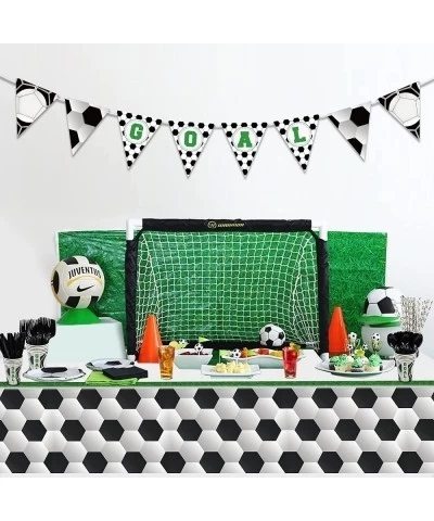 4Pcs Soccer Tablecloths - 86''x 51'' Soccer Printed Disposable Plastic Tablecloths for Kids Soccer Themed Birthday Party Deco...