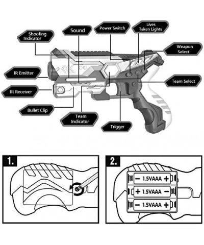 2 Pack Infrared Laser Tag Gun Set Infrared Blaster Set for Kids Adults Multiplayer Mode Infrared 0.9mw Family Part Entertainm...