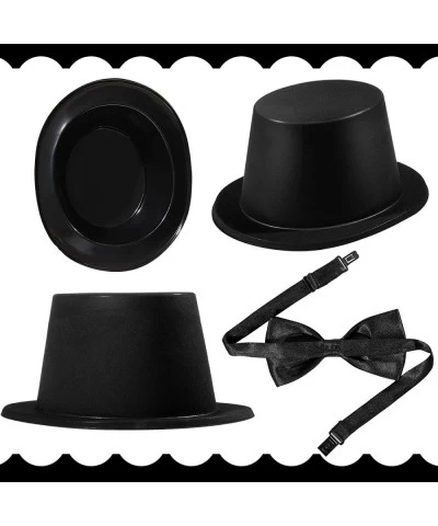 24 Pieces Top Hat Magician Hat Costume Top Hat Bow Ties Black Bowtie Felt Top Hat Pre Tied Bowtie Black Clip on Ties Adjustab...