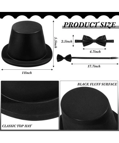 24 Pieces Top Hat Magician Hat Costume Top Hat Bow Ties Black Bowtie Felt Top Hat Pre Tied Bowtie Black Clip on Ties Adjustab...