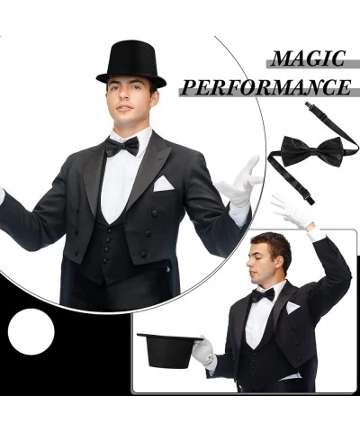 24 Pieces Top Hat Magician Hat Costume Top Hat Bow Ties Black Bowtie Felt Top Hat Pre Tied Bowtie Black Clip on Ties Adjustab...