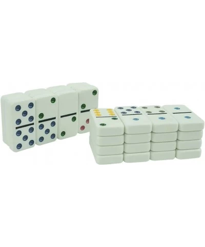 Mexican Train Dominoes Set - Double 12 Colored Dot Dominoes - Includes 91 Tiles with 9 Trains 4 Wooden Trays and Storage Bag ...