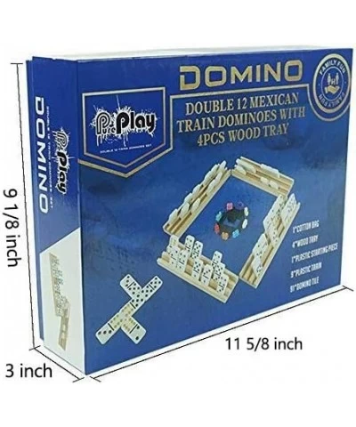 Mexican Train Dominoes Set - Double 12 Colored Dot Dominoes - Includes 91 Tiles with 9 Trains 4 Wooden Trays and Storage Bag ...