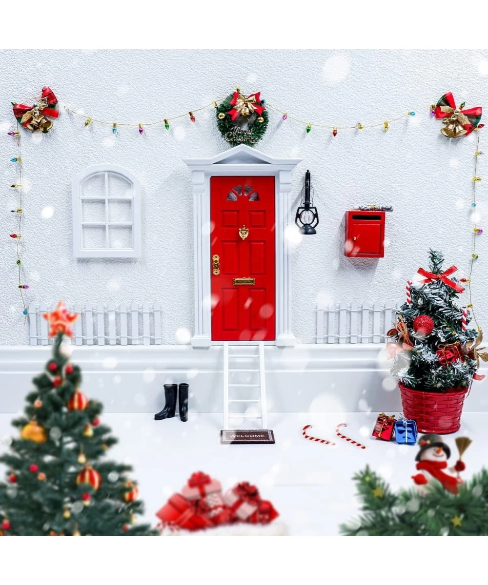 Dollhouse Furniture - 22pcs Miniature Fairy Door with Light Strip Christmas Tree and Christmas Accesories Christmas Decoratio...