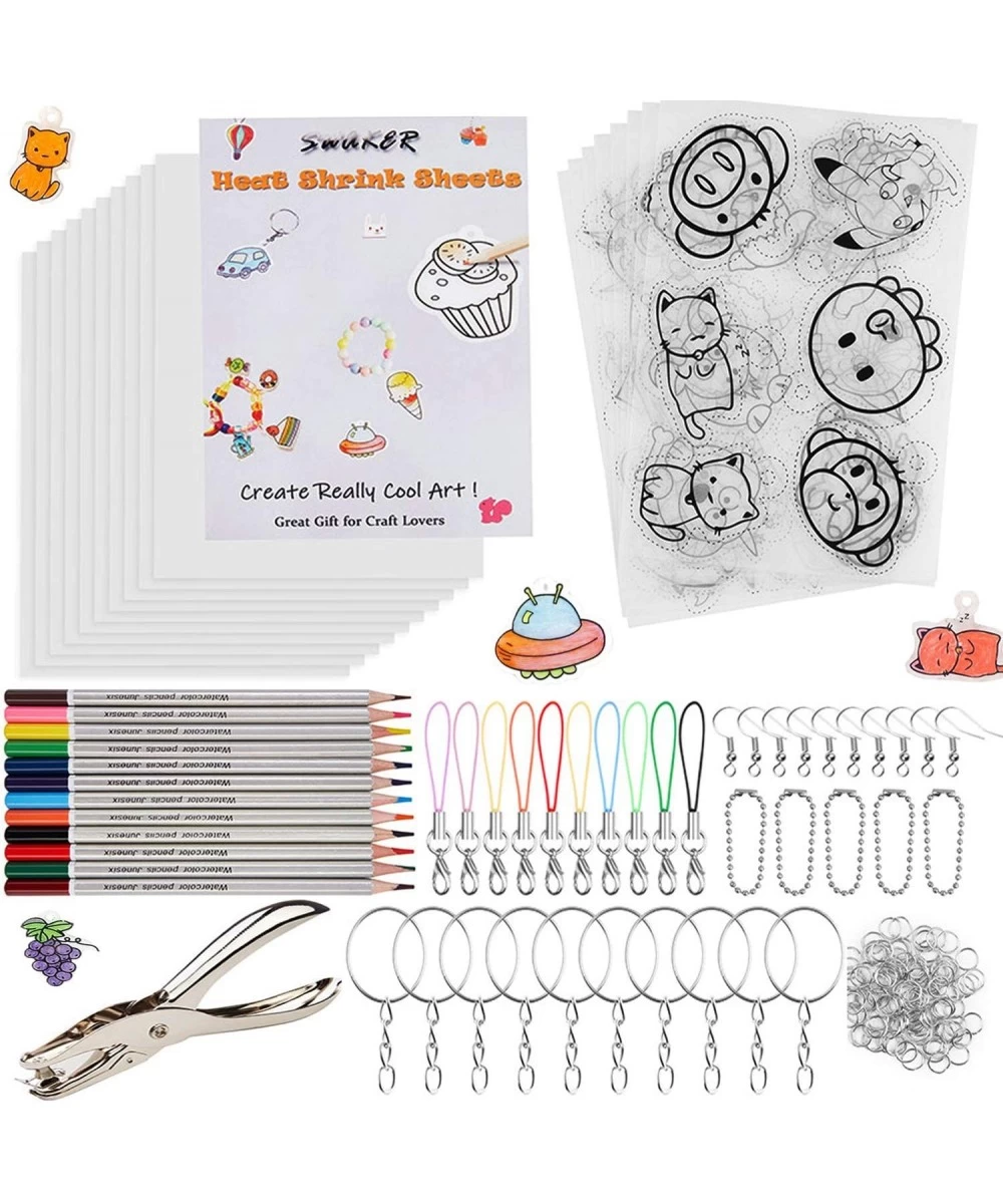 Heat Shrink Plastic Sheet Kit 166 Pcs Shrink Art Kit Include 10Pcs Shrink Film Paper and 8 Pcs Shrinky Art Paper with Pattern...