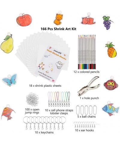 Heat Shrink Plastic Sheet Kit 166 Pcs Shrink Art Kit Include 10Pcs Shrink Film Paper and 8 Pcs Shrinky Art Paper with Pattern...