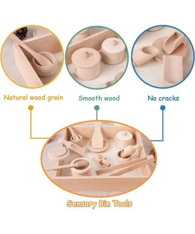 Wooden Sensory Bin Tools Montessori Toys for Toddlers Pretend Play Dish Toys Wooden Tongs for Transfer Work and Fine Motor Le...