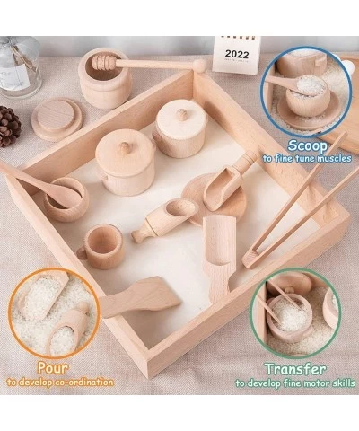 Wooden Sensory Bin Tools Montessori Toys for Toddlers Pretend Play Dish Toys Wooden Tongs for Transfer Work and Fine Motor Le...