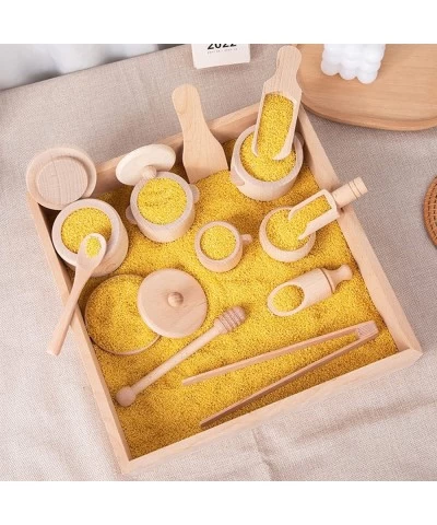 Wooden Sensory Bin Tools Montessori Toys for Toddlers Pretend Play Dish Toys Wooden Tongs for Transfer Work and Fine Motor Le...