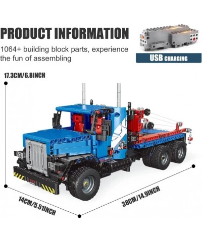 Remote Control Heavy Duty Tow Truck Building Kit for Boys Age 8+ 1064 Pieces R/C & App Control Truck Building Blocks Technolo...