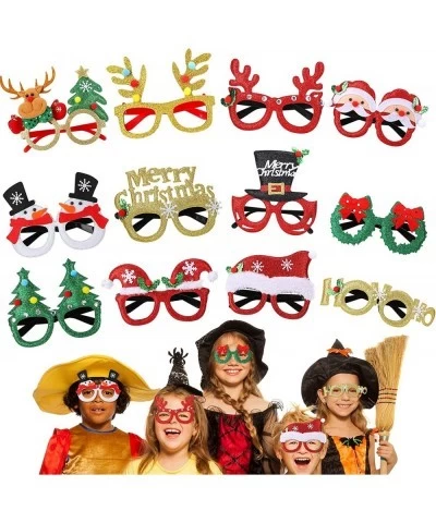 12 PCS Christmas Party Glitter Glasses Frames Holiday Glitter Christmas Glasses Gifts for Christmas Party Decorations $17.37 ...