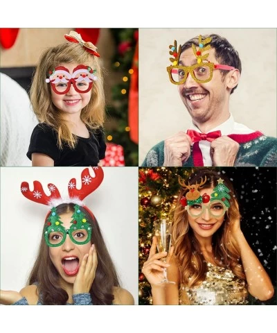 12 PCS Christmas Party Glitter Glasses Frames Holiday Glitter Christmas Glasses Gifts for Christmas Party Decorations $17.37 ...