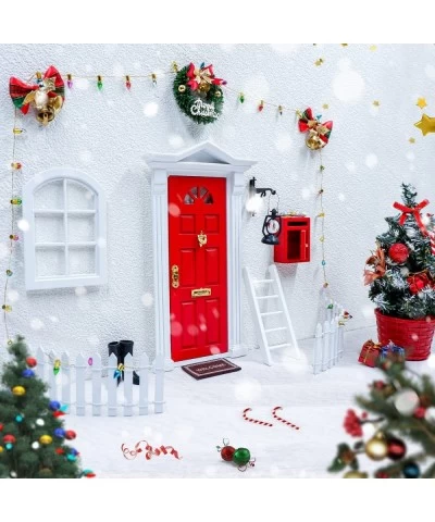 Dollhouse Furniture - 22pcs Miniature Fairy Door with Light Strip Christmas Tree and Christmas Accesories Christmas Decoratio...