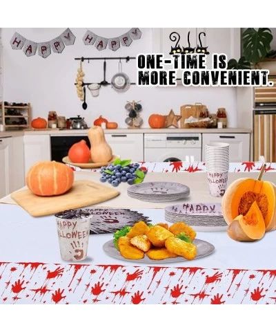 Halloween Plates and Napkins Party Supplies Halloween Party Supplies Disposable Scary and Bloody Zombie Handprints Tableware ...