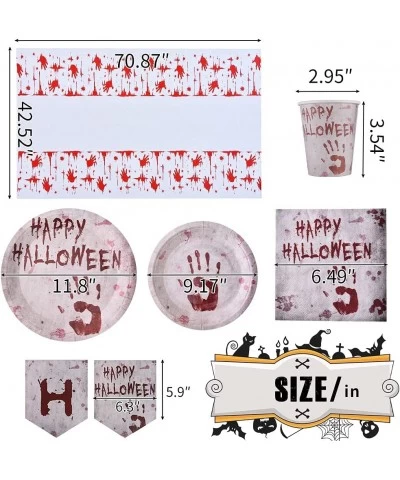 Halloween Plates and Napkins Party Supplies Halloween Party Supplies Disposable Scary and Bloody Zombie Handprints Tableware ...