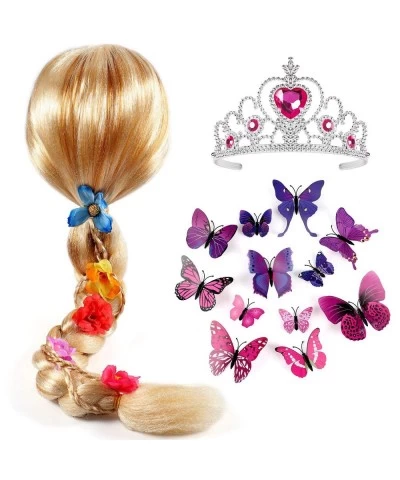 Princess Rapunzel Wig for Girls with Princess Tiara and Butterfly Pin Princess Rapunzel Dress up Accessories for Girls Kids $...