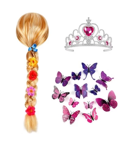 Princess Rapunzel Wig for Girls with Princess Tiara and Butterfly Pin Princess Rapunzel Dress up Accessories for Girls Kids $...