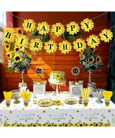 167 Pieces Sunflower Party Decorations Include Sunflower Plates Napkins Sunflower Theme Tablecloth Cups Straws Forks Spoons K...