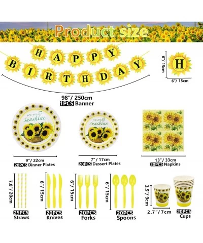 167 Pieces Sunflower Party Decorations Include Sunflower Plates Napkins Sunflower Theme Tablecloth Cups Straws Forks Spoons K...