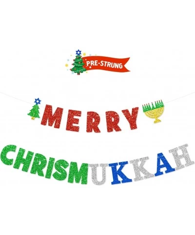 Merry Chrismukkah Banner Glittery Christmas Hanukkah Mixed Banner for Two-For-One Chrismukkah Celebrations Happy Chrismukkah ...