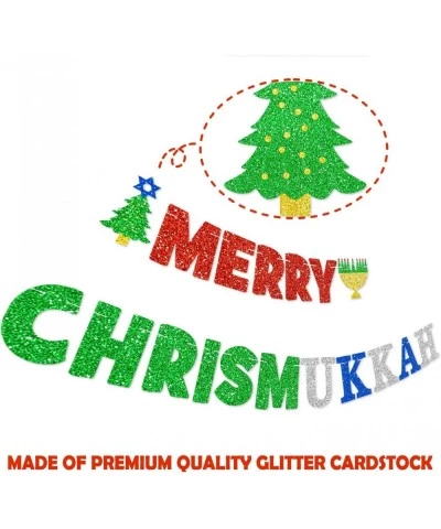 Merry Chrismukkah Banner Glittery Christmas Hanukkah Mixed Banner for Two-For-One Chrismukkah Celebrations Happy Chrismukkah ...