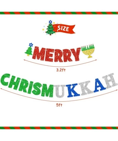 Merry Chrismukkah Banner Glittery Christmas Hanukkah Mixed Banner for Two-For-One Chrismukkah Celebrations Happy Chrismukkah ...