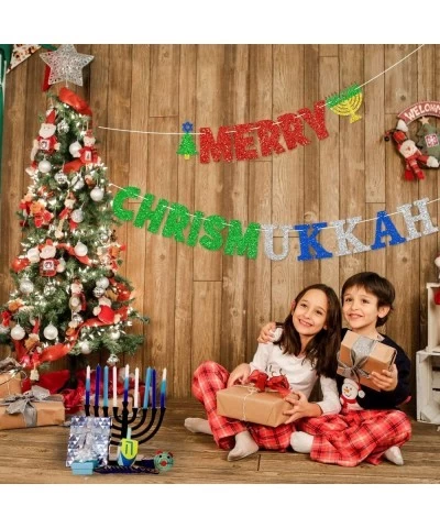 Merry Chrismukkah Banner Glittery Christmas Hanukkah Mixed Banner for Two-For-One Chrismukkah Celebrations Happy Chrismukkah ...