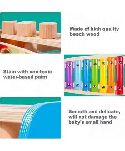 4-in-1 Hammering & Pounding Toys Montessori Toys for 1 2 Years Old Wooden Educational Toy Shape Sorter Xylophone Birthday Gif...