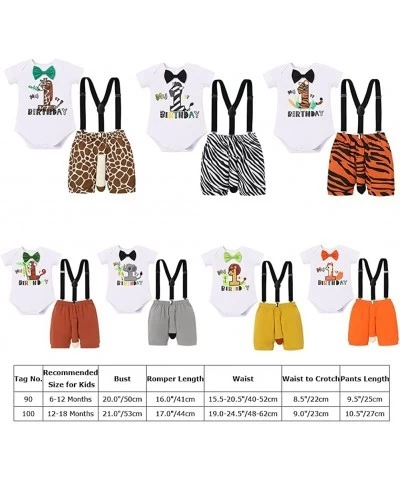 Baby Boy 1st Birthday Outfit Jungle Woodland Animal Romper & Bloomers & Suspenders 3PCS Clothes Suit Photography $18.10 Kids'...