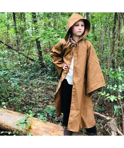 Kids Hooded Robe with Sleeves | Wizard Jedi Monk Medieval Cosplay Cape LARP Halloween Costume for Children $52.42 Kids' Costumes