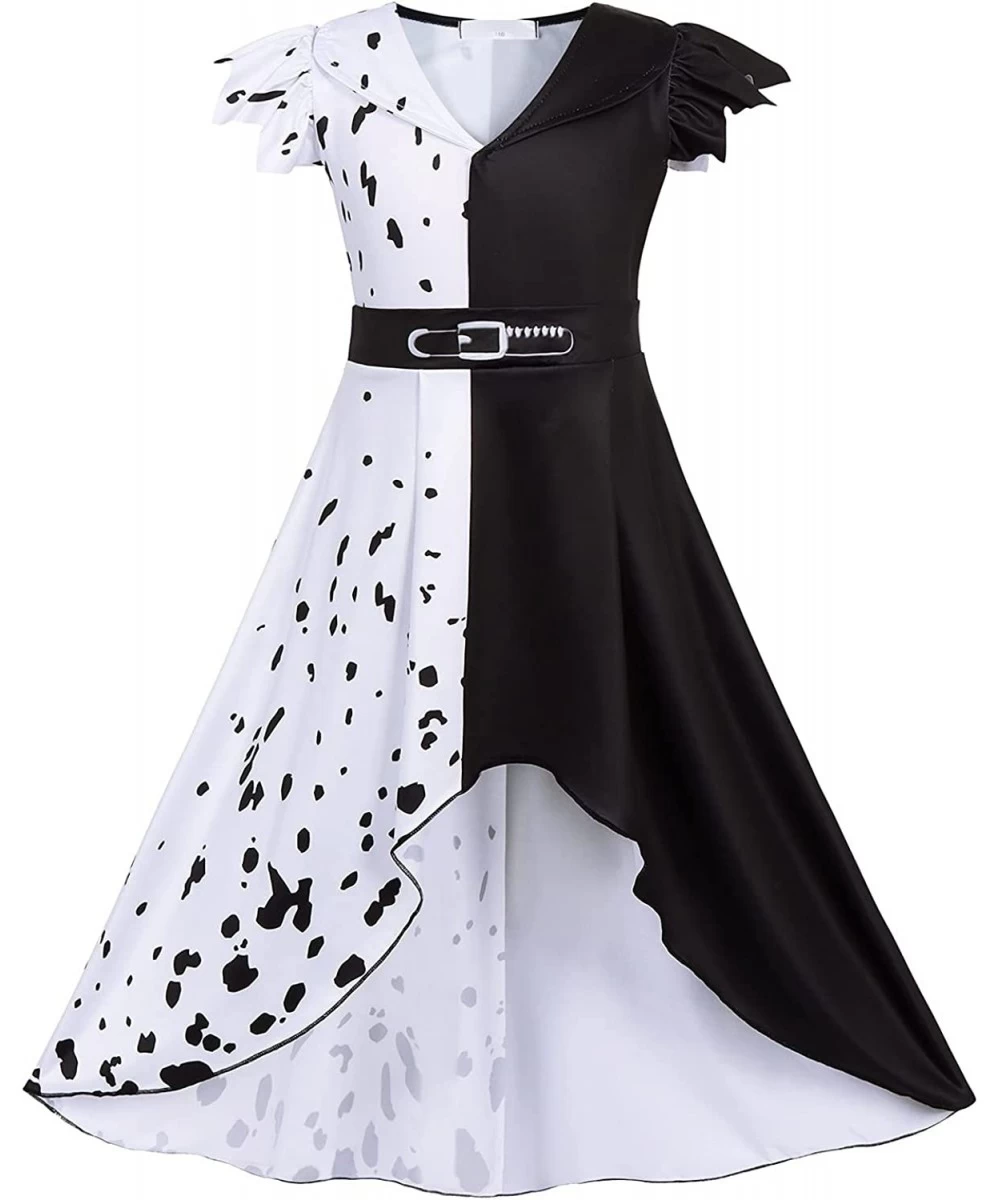 Girls Costume Deville Dress up Kids Christmas Cosplay Birthday Party Role Play Dalmatian Black White Dress $33.43 Kids' Costumes