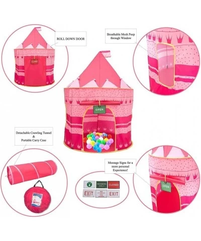 Princess Castle Play Tent for Girls Tent - with Crawling Tunnel Tube and Carry Case. Foldable pop up Pink Castle Playhouse wi...