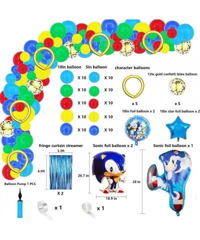 347 PCS Sonic Birthday Party Supplies The Hedgehog Birthday Decorations for Kids Include Balloons Backdrop Gift Bags Banner S...