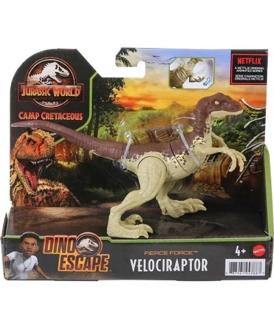 Jurassic World Fierce Force Velociraptor Camp Cretaceous Dinosaur Action Figure Movable Joints Realistic Sculpting & Single S...