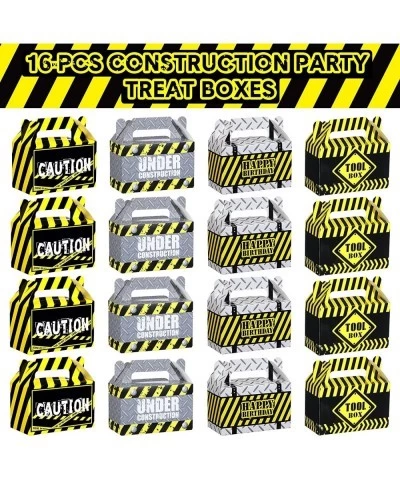 16 Pack Construction Party Favor Treat Boxes Construction Birthday Party Supplies Dump Truck Goodie Bags for Kids Boy Birthda...