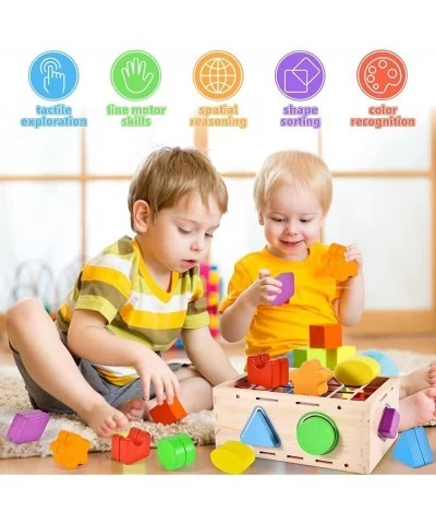 Wooden Shape Sorter Montessori Toys Age 1 2 3 Toddler Fine Motor Sorting Cube Developmental Educational Toys for 1 2 3 Year O...